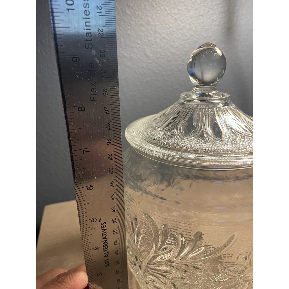 Anchor Hocking Vintage Clear Sandwich Cookie Jar & Lid - 10 1/8'' Glassware - Picture 5 of 6